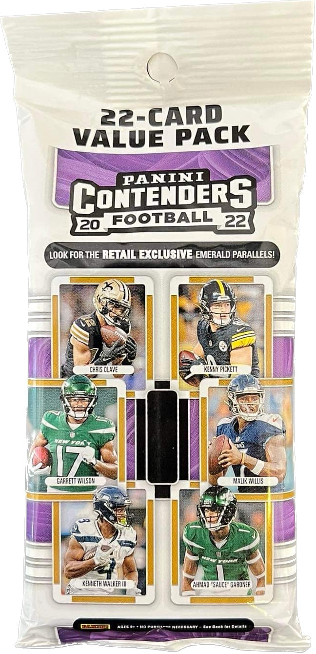 2021 Panini Contenders Football Jumbo Value Pack with (22) Cards (Emerald  Parallels!)