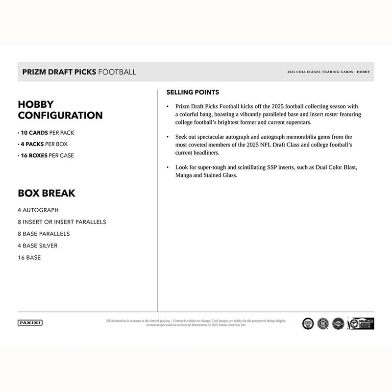 Prizm Draft Picks Football 2025 Hobby Box