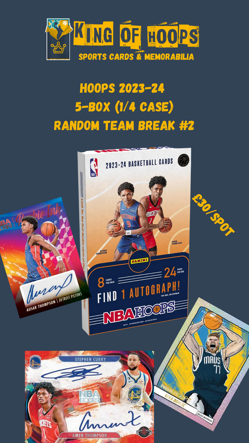Basketball Break #1432 5-box (1/4 case) Hoops 2023-24 Hobby box random Team Break #2